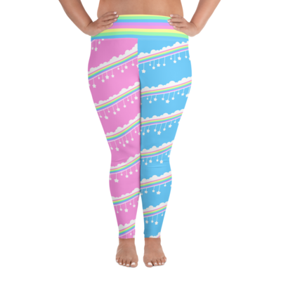 Pink and blue rainbow plus size leggings