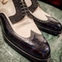 Black White Calf and Black Suede Oxford Wingtip Dress Shoes - Thumbnail 1