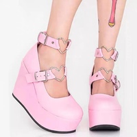Personal punk thick bottom ultra -high heels Japanese JK slope bottom single shoes - Thumbnail 2