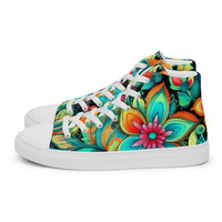 Bohemian Blues Womens high top canvas shoes - Thumbnail 1