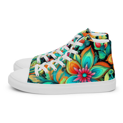 Bohemian blues womens high top canvas shoes