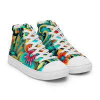 Bohemian Blues Womens high top canvas shoes - Thumbnail 6