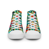 Bohemian Blues Womens high top canvas shoes - Thumbnail 7