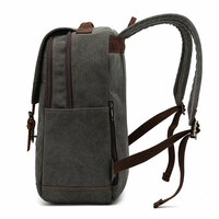 Retro Business Large Capacity Rucksack Double Buckle Rivet Outdoor Camping Travel Computer Bag Canvas School Backpack - Thumbnail 3