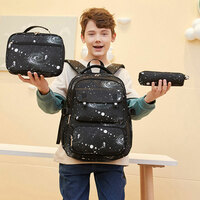 Universe Galaxy Star Print Waterproof Plus Size 15.6 Inches Laptop Rucksack With Lunch Bag Pencil Bag 3 Piece Set Daypack Student Rucksack - Thumbnail 2