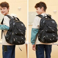 Universe Galaxy Star Print Waterproof Plus Size 15.6 Inches Laptop Rucksack With Lunch Bag Pencil Bag 3 Piece Set Daypack Student Rucksack - Thumbnail 3