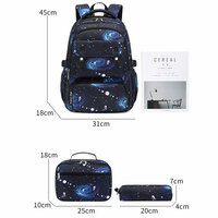 Universe Galaxy Star Print Waterproof Plus Size 15.6 Inches Laptop Rucksack With Lunch Bag Pencil Bag 3 Piece Set Daypack Student Rucksack - Thumbnail 5
