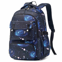 Universe Galaxy Star Print Waterproof Plus Size 15.6 Inches Laptop Rucksack With Lunch Bag Pencil Bag 3 Piece Set Daypack Student Rucksack - Thumbnail 6