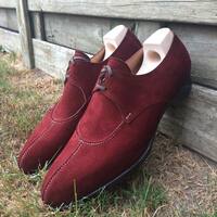 Awesome Wear Men's Hand Stitch Burgundy Shoes, Fashion Lace Up Formal Shoes - Thumbnail 1