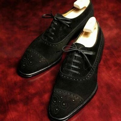 Copy of new men handmade black leather cap toe shoes business formal shoes
