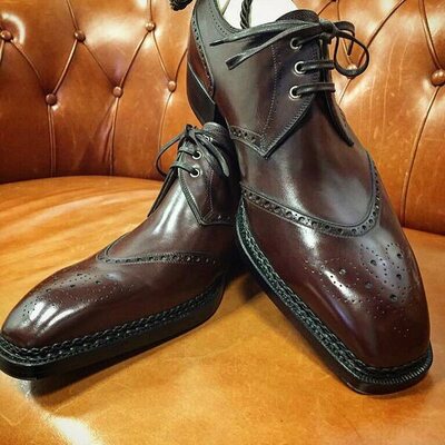 Handmade dark brown leather classic dress shoes - Thumbnail 1