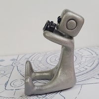 Camera Shy Robot Resin Art Toy Figure Kawaii Desk Buddy Gift - Thumbnail 5