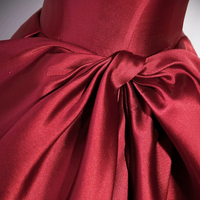 Burgundy Satin Long Prom Dress - Thumbnail 4