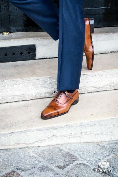 Handmade Leather Mens cognac lace up oxford shoes men dress shoes