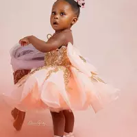 Gold Crystals Flower Girl Dresses Ball Gown Tulle Lace Beaded Backless Vintage Little Girl Peageant Dress Gowns  - Thumbnail 3