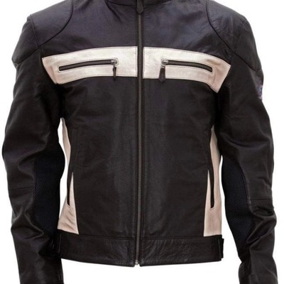 Handmade men's black leather biker designer zipper jacket