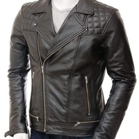 Handmade Men's Fashion Black Leather Zipper Biker Jacket - Thumbnail 1