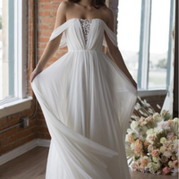 2024 Chiffon Wedding Gown with Off-the-shoulder vestido de novia de playa - Thumbnail 2