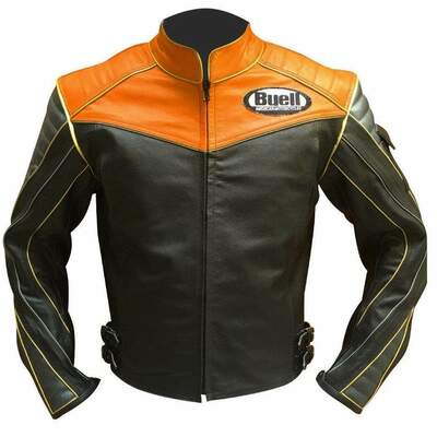 Men's fashion black tan leather zipper handmade jacket