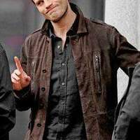 Handmade Men's Leather & Suede Brown Pocket Button Jacket - Thumbnail 1