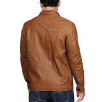 Handmade Men's Long Sleeve Stylish Brown Double Pocket Button Jacket - Thumbnail 1