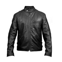 Handmade Men's Fashion Black Leather Zipper Pocket Jacket - Thumbnail 1