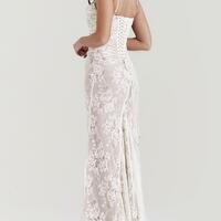 Vintage Long Sleeve Shrug Floral Lace Sleeveless Evening Maxi Dress,1732 - Thumbnail 1