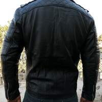 Handmade Men's Black Leather Fashion Zipper Pocket Jacket - Thumbnail 1