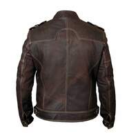Handmade Men's Brown Fashion Leather Zipper Biker Jacket - Thumbnail 1