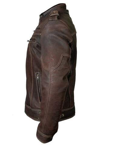 Handmade Men's Brown Fashion Leather Zipper Biker Jacket