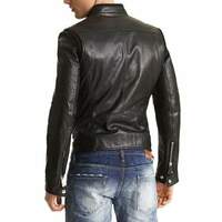 Handmade Men's Black Fashion Leather Zipper Biker Jacket - Thumbnail 1