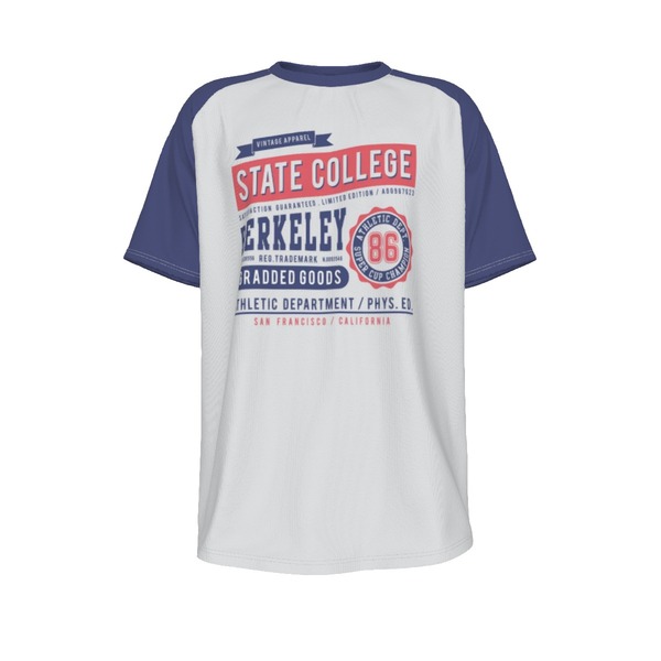 Berkely state college vintage sport men  tee Retro varsity raglan sleeve t-shirt casual style shirt
