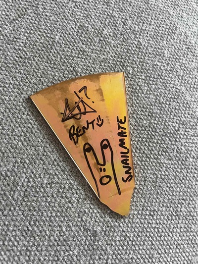 4ish inch piece of SIGNED chopper cymbal!