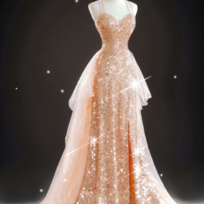 Elegant a-line v-neck sweep train dress with slit,1013