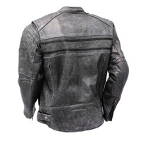 Handmade Men's Fashion Double Zipper Black Leather Jacket - Thumbnail 1