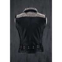 Handmade Men's Fashion Black Leather Silver Studded Zipper Jacket - Thumbnail 1