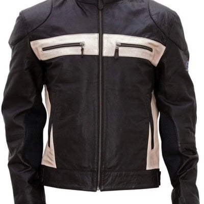 Handmade men's black leather biker designer zipper jacket