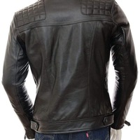 Handmade Men's Fashion Black Leather Zipper Biker Jacket - Thumbnail 1