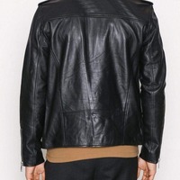 Handmade Men's Black Leather Zipper Fashion Biker Jacket - Thumbnail 1