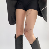 Butterfly Tattoo Effect Tights Pantyhose Stockings - Thumbnail 1