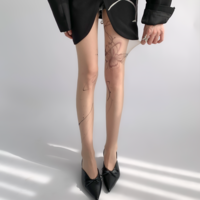 Butterfly Tattoo Effect Tights Pantyhose Stockings - Thumbnail 6