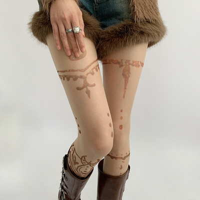 Ethnic tattoo tights pantyhose stockings