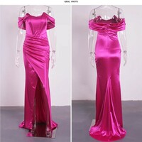 Off The Shoulder Strapless Satin Evening Prom Dress - Thumbnail 2