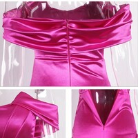 Off The Shoulder Strapless Satin Evening Prom Dress - Thumbnail 3