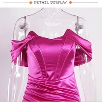 Off The Shoulder Strapless Satin Evening Prom Dress - Thumbnail 5