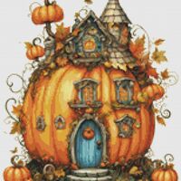 Pumpkin House Cross Stitch Pattern - Thumbnail 1