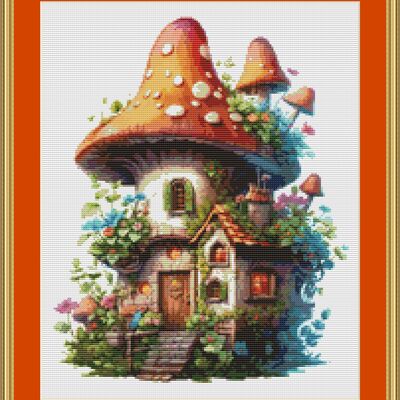 Mushroom house cross stitch pattern - Thumbnail 5