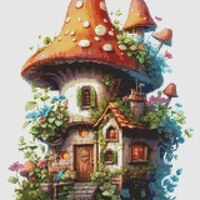 Mushroom House Cross Stitch Pattern - Thumbnail 1