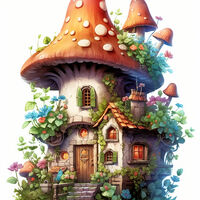 Mushroom House Cross Stitch Pattern - Thumbnail 2