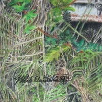 "Sad 'N' Blue" By N.E.Thompson, Original colored pencil artwork on stretched canvas, size 11x14 inches - Thumbnail 4